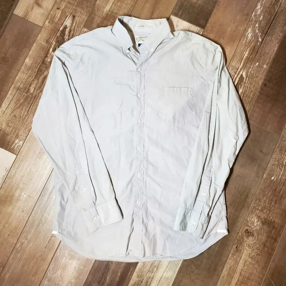 J. Crew Gray Men's Button Down Long Sleeve Classic Fit Size Large